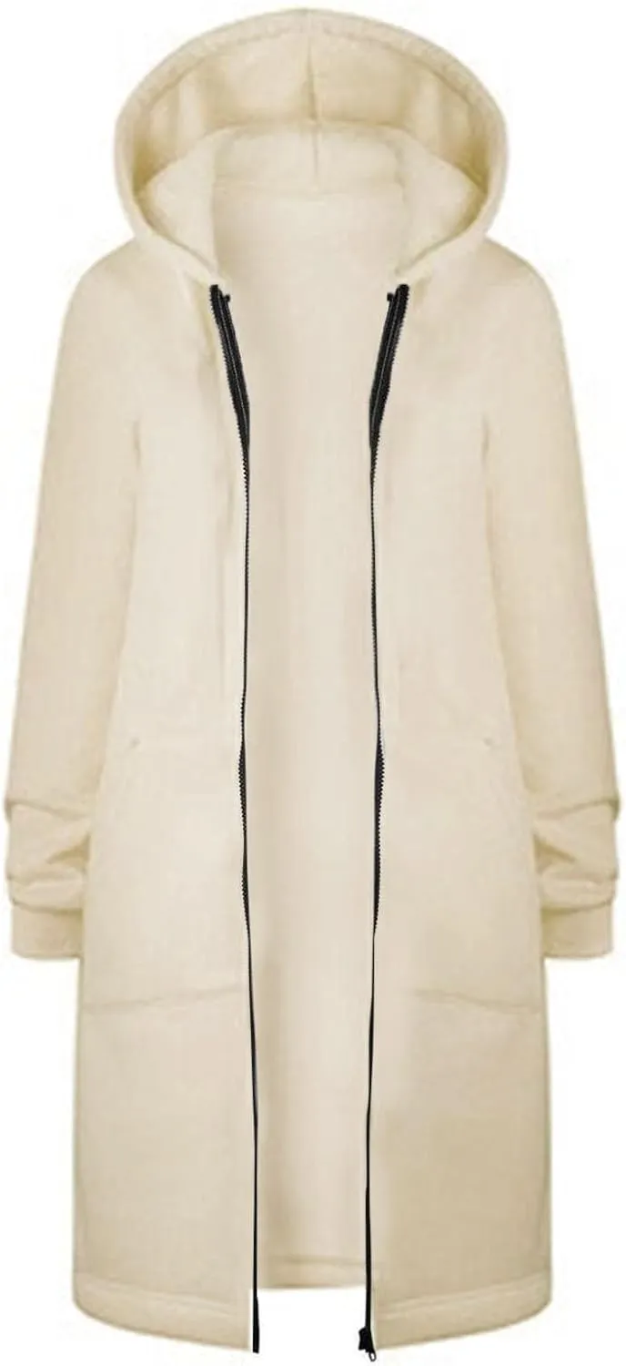 Womens Oversized Zip Up Long Hoodies Casual Long Sleeve Solid Color Sweatshirts Fall Trendy Loose Jacket with Pockets