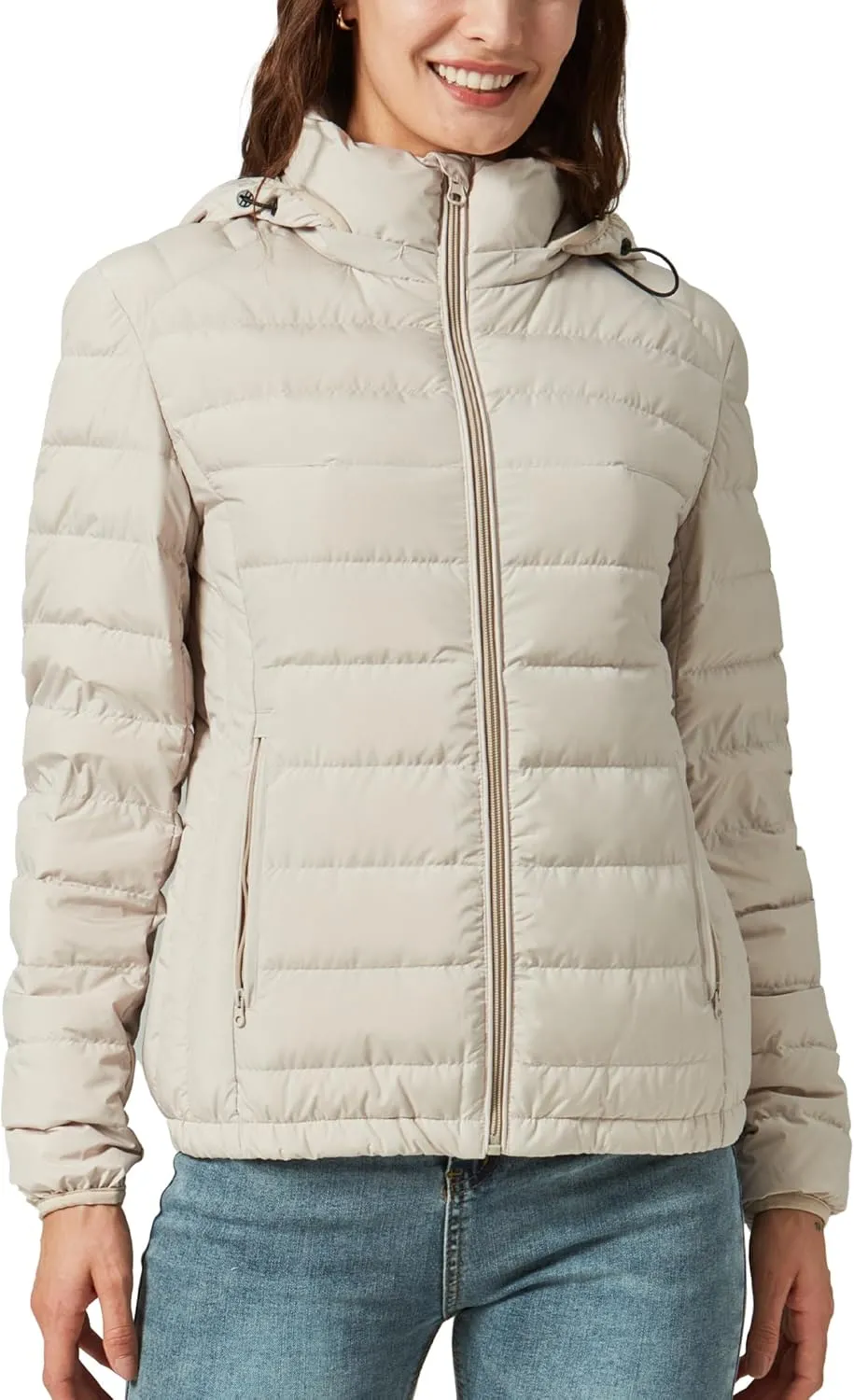 Women's Packable Puffer Jacket Hooded Lightweight Puffy Jackets Windproof Winter Coat