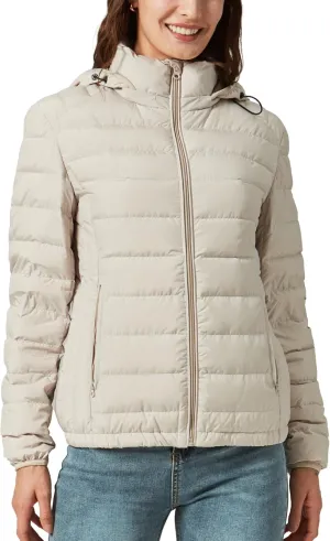 Women's Packable Puffer Jacket Hooded Lightweight Puffy Jackets Windproof Winter Coat