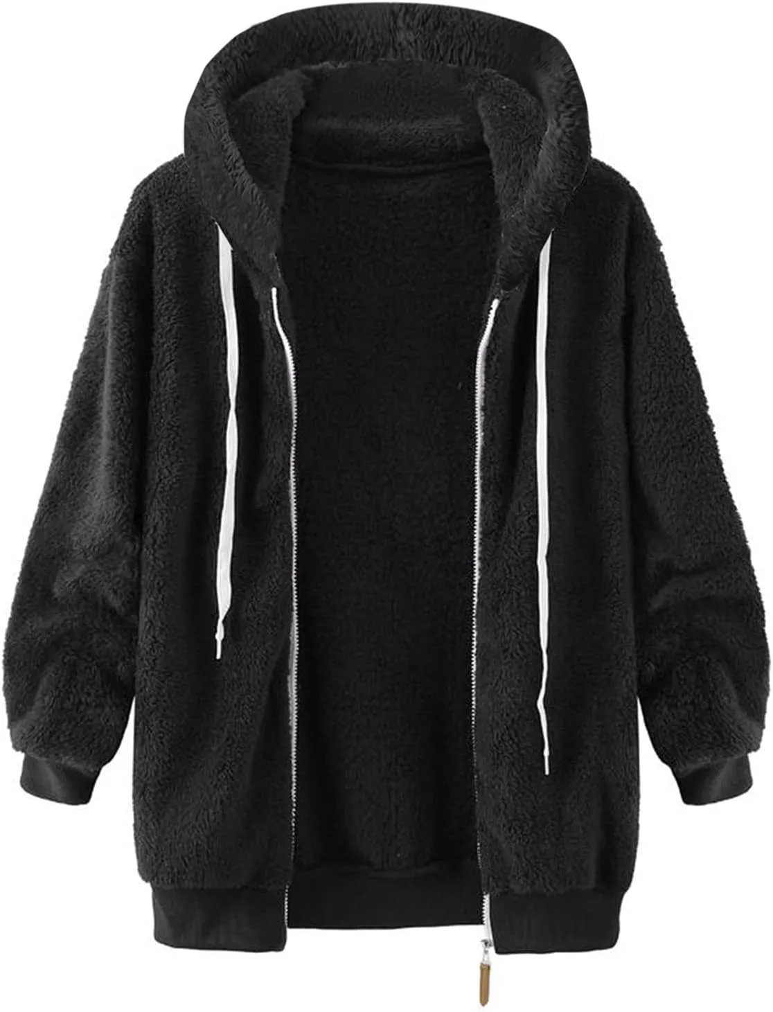 Womens Sherpa Fleece Lined Hoodie Jackets Fall Winter Warm Warm Winter Oversized Fluffy Coat Zipper Coats Winter Outwear