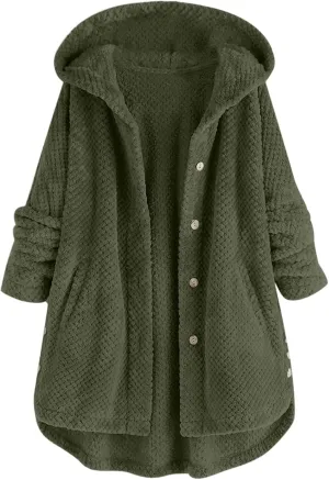 Womens Sherpa Fleece Lined Hoodie Jackets Plus Size Full Zip Up Thick Shaggy Fuzzy Zip Up Oversized Fluffy Coat Zipper