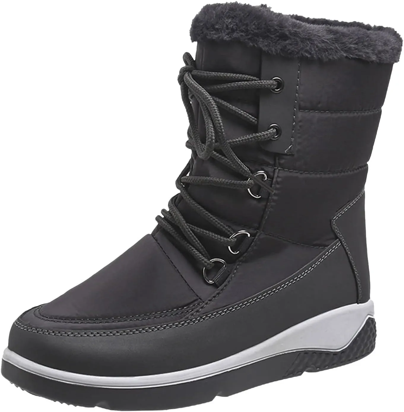 Womens Snow Boots Waterproof Insulated Mid Calf Non Slip Snow Boots for Women Wide Womens Winter Boots Size 8 Wide Black Waterproof Non Slip Work Boots for Women Botas De Mujer Para Invierno Y Ancho