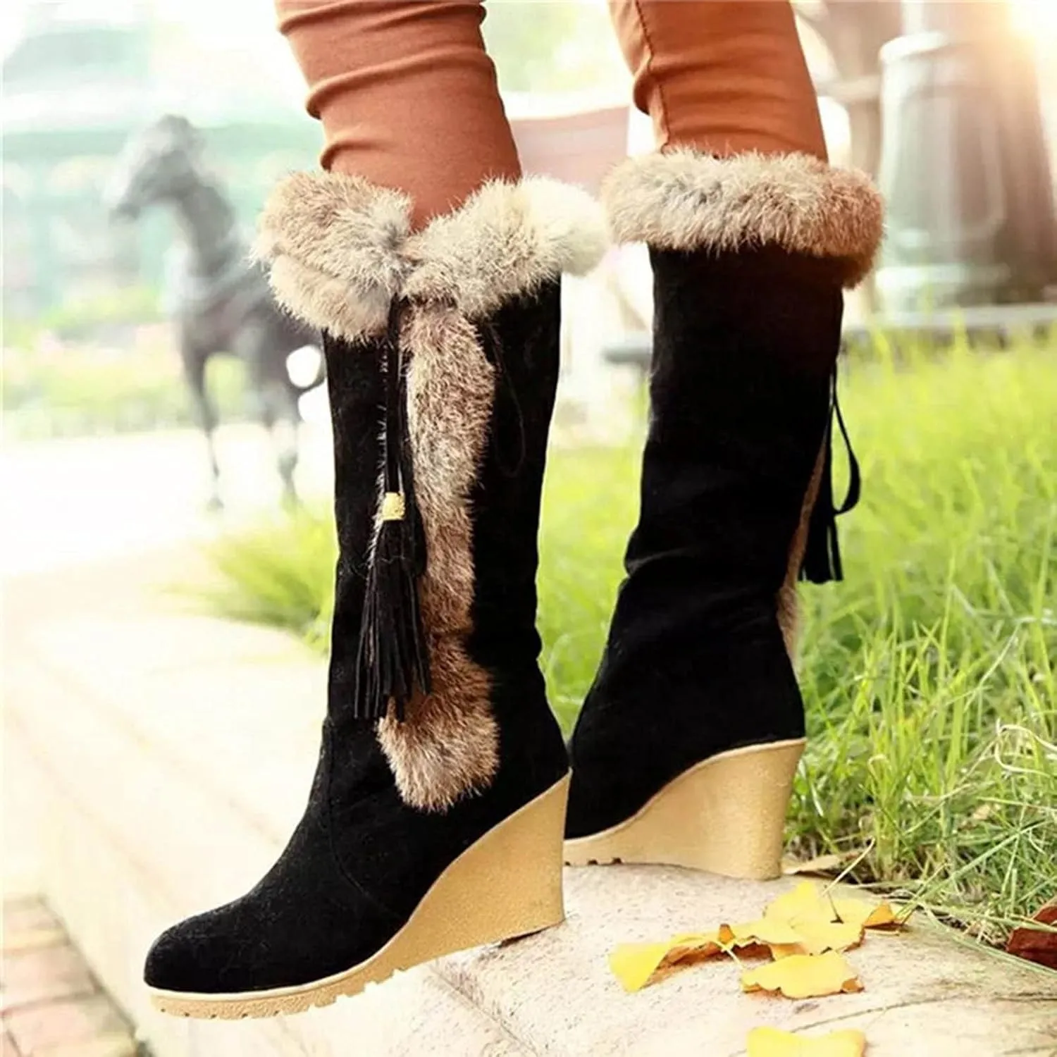 Womens Snow Boots Waterproof Insulated Pull on Snow Booties for Women 2023 Womens Winter Booties Slip on Waterproof Boots for Women Wide Width Womens Tall Winter Boots