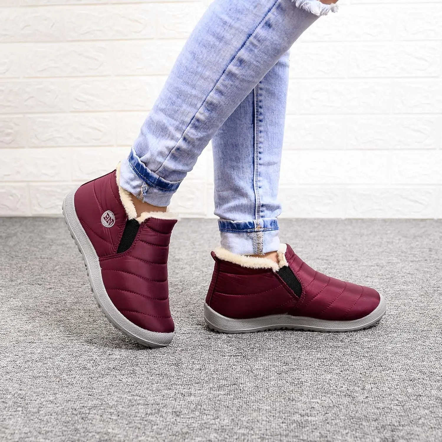 Womens Snow Boots Waterproof Insulated Size 7.5 Wide Width Snow Booties Women Black Winter Booties for Women Womens Walking Boots Waterproof Lightweight Botas De Invierno De Mujeres Peludas