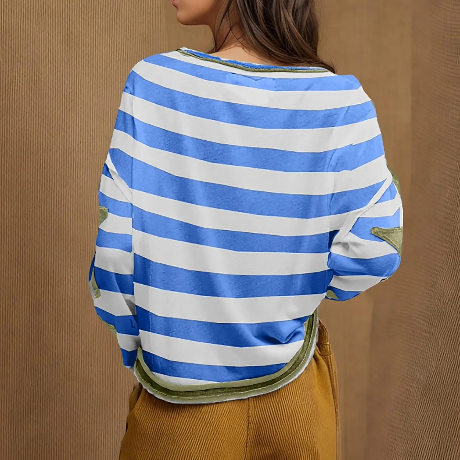 Womens Star Oversized Sweatshirt Crewneck Drop Shoulder Pullover Long Sleeve Shirts Tops Y2K Cute Trendy Clothes