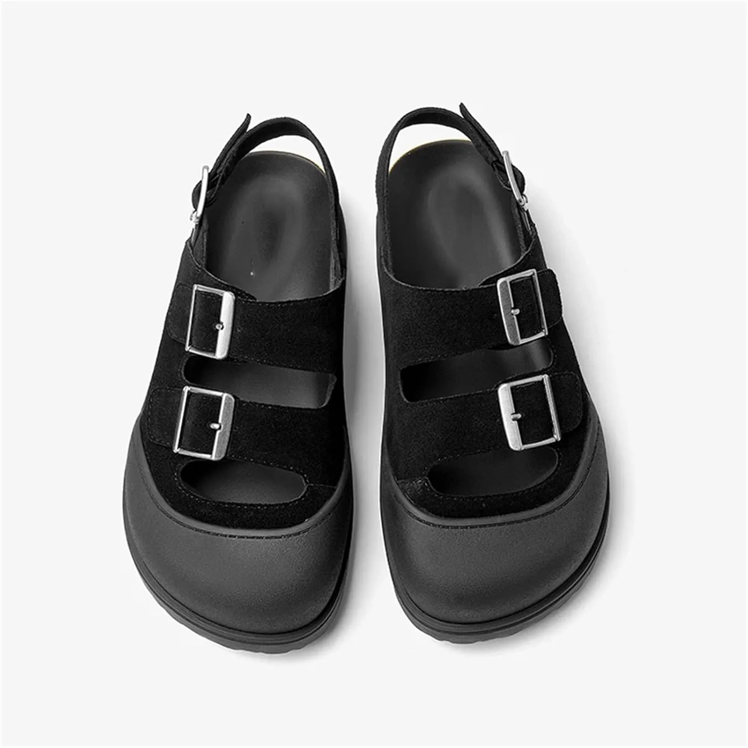 Women's Suede Cover Toe Sandals - Buckle Strap Leisure Beach Summer Flats