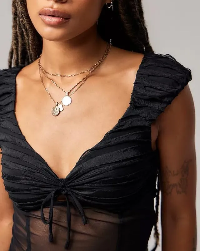 Womens Summer Flowy Short Sleeve Tank Top with Lace Trim Button Down Chiffon Shirt Boho Tie Front Ruffle Tank Tops