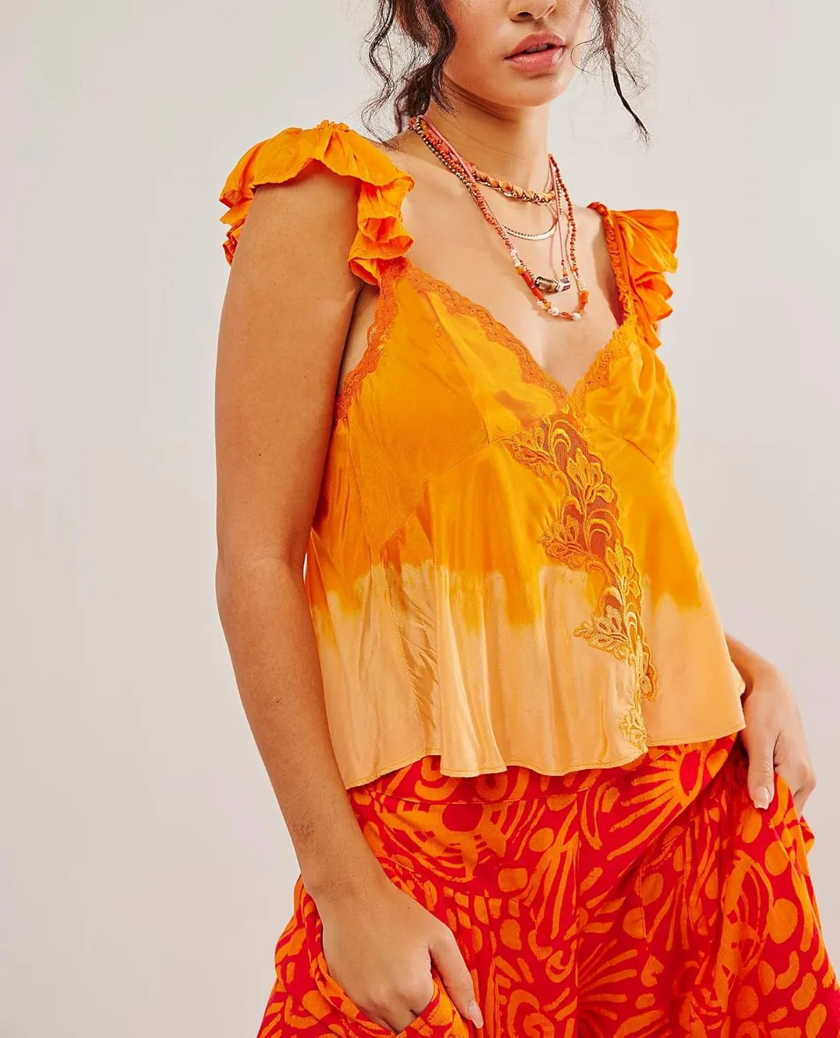 Womens Summer Flowy Short Sleeve Tank Top with Lace Trim Button Down Chiffon Shirt Boho Tie Front Ruffle Tank Tops