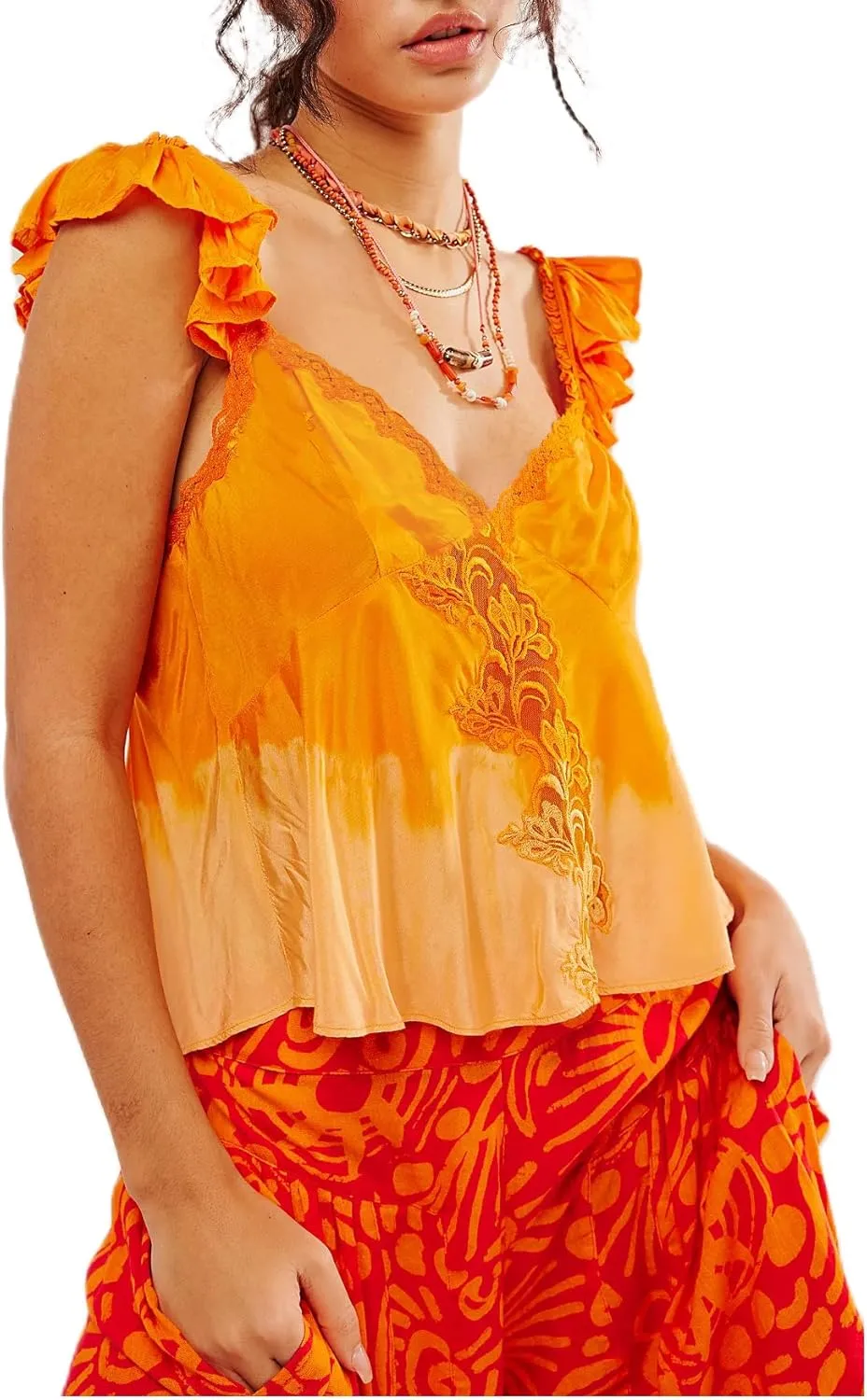 Womens Summer Flowy Short Sleeve Tank Top with Lace Trim Button Down Chiffon Shirt Boho Tie Front Ruffle Tank Tops
