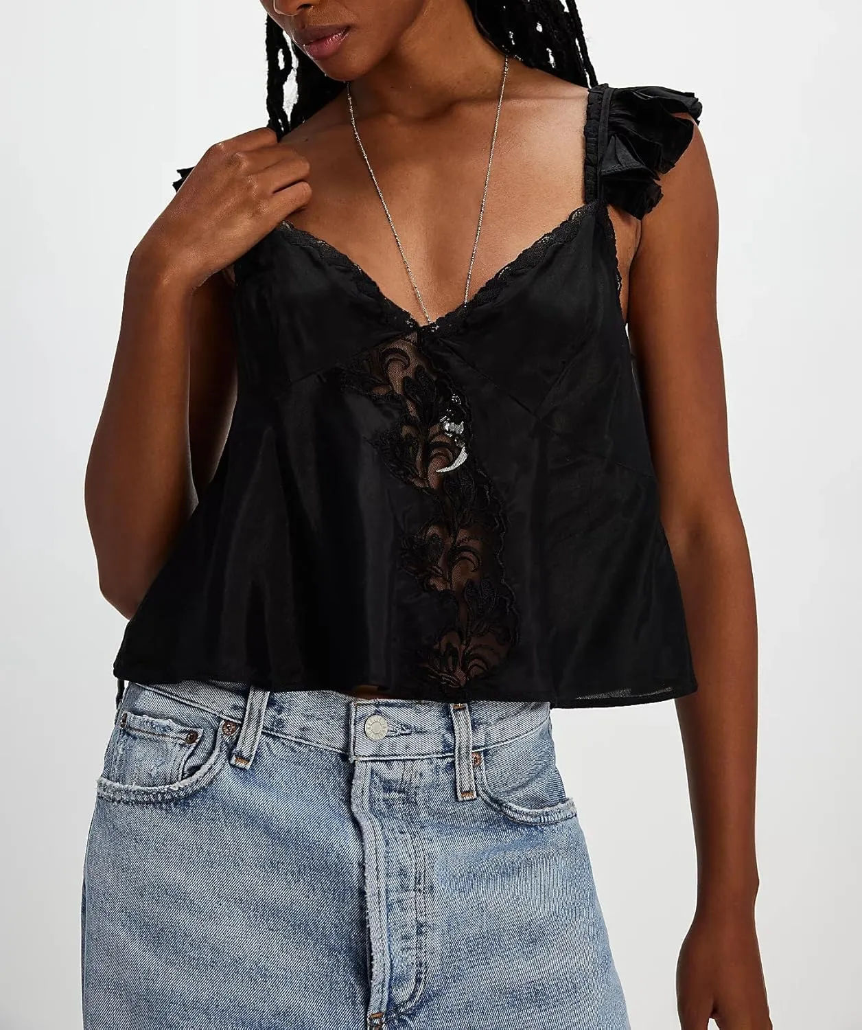 Womens Summer Flowy Short Sleeve Tank Top with Lace Trim Button Down Chiffon Shirt Boho Tie Front Ruffle Tank Tops