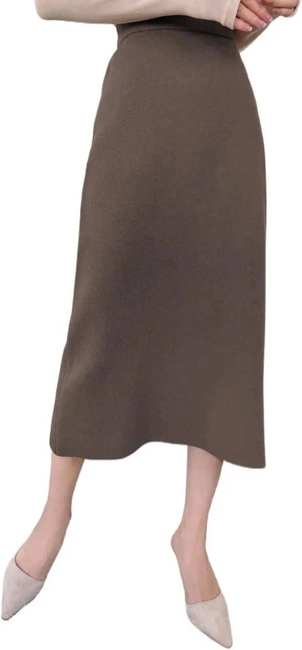 Womens Summer Flowy Skirt Dress Women's Solid Color High-Waisted Midi Skirt