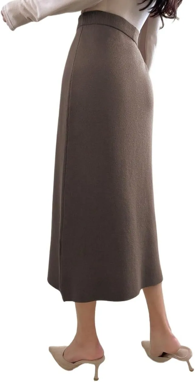 Womens Summer Flowy Skirt Dress Women's Solid Color High-Waisted Midi Skirt