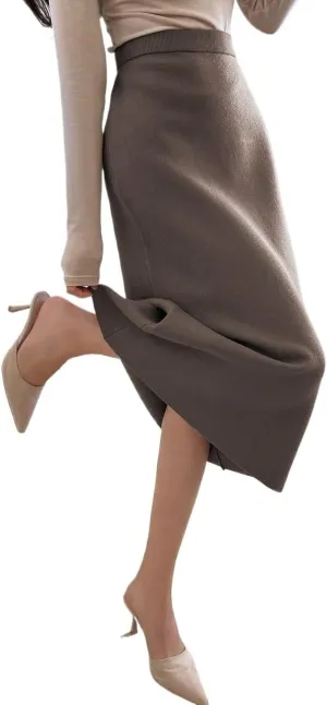 Womens Summer Flowy Skirt Dress Women's Solid Color High-Waisted Midi Skirt