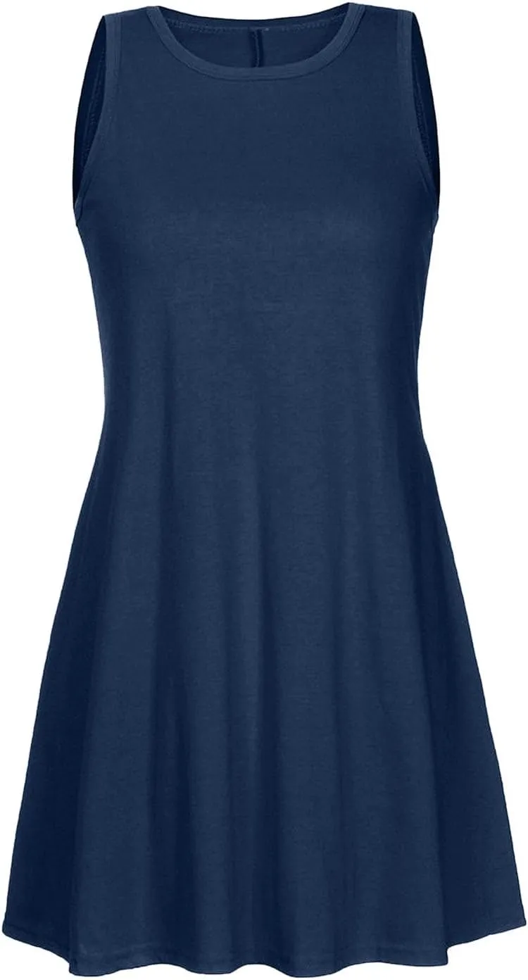 Women's Tank Dress Loose Sleeveless Sundress with Pockets, Summer Casual Beach Dresses for Women Cute Mini Dress