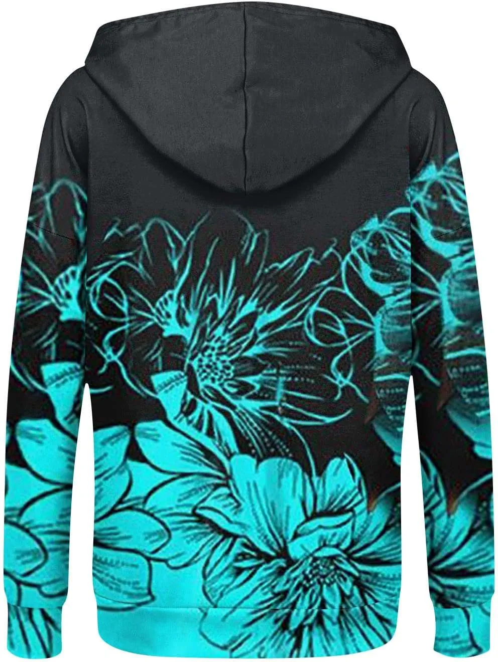 Women's Trendy Floral Printing Jacket Zip Up Long Sleeve Hoodies Streetwear Fashion Coat With Pockets