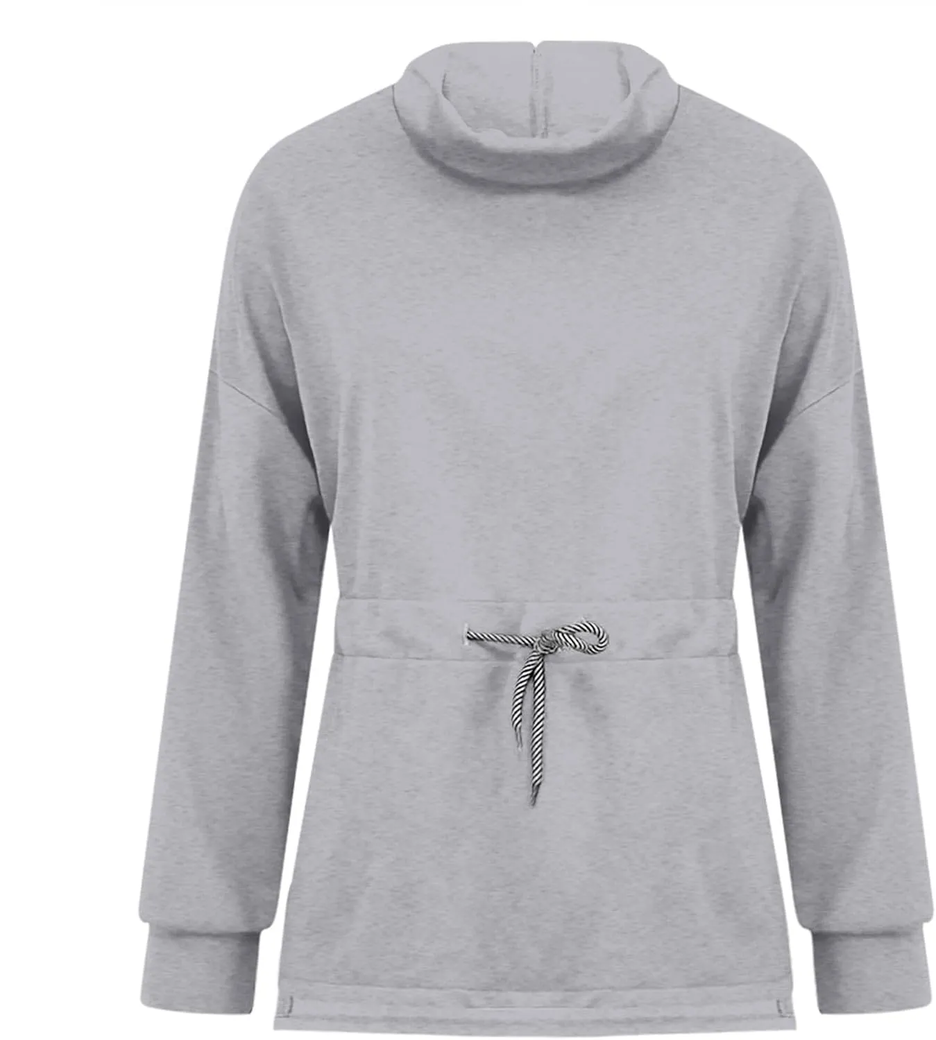 Womens Turtleneck Sweatshirts Long Sleeve Drawstring Waist Pullover Tops Trendy 2024 Fall Hoodies Preppy Outfits