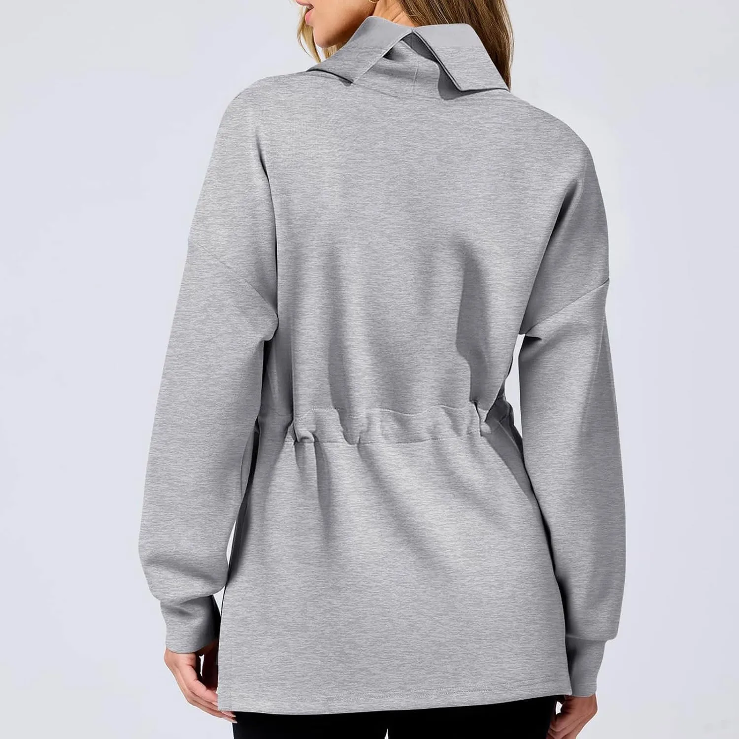 Womens Turtleneck Sweatshirts Long Sleeve Drawstring Waist Pullover Tops Trendy 2024 Fall Hoodies Preppy Outfits