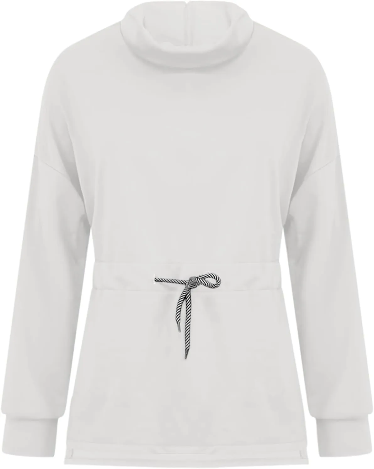 Womens Turtleneck Sweatshirts Long Sleeve Drawstring Waist Pullover Tops Trendy 2024 Fall Hoodies Preppy Outfits