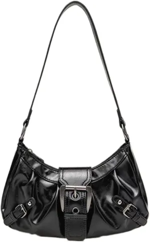 Women's Vintage Hobo Shoulder Bag - Y2K Punk Distressed PU Leather Grunge Fashion Satchel Purse