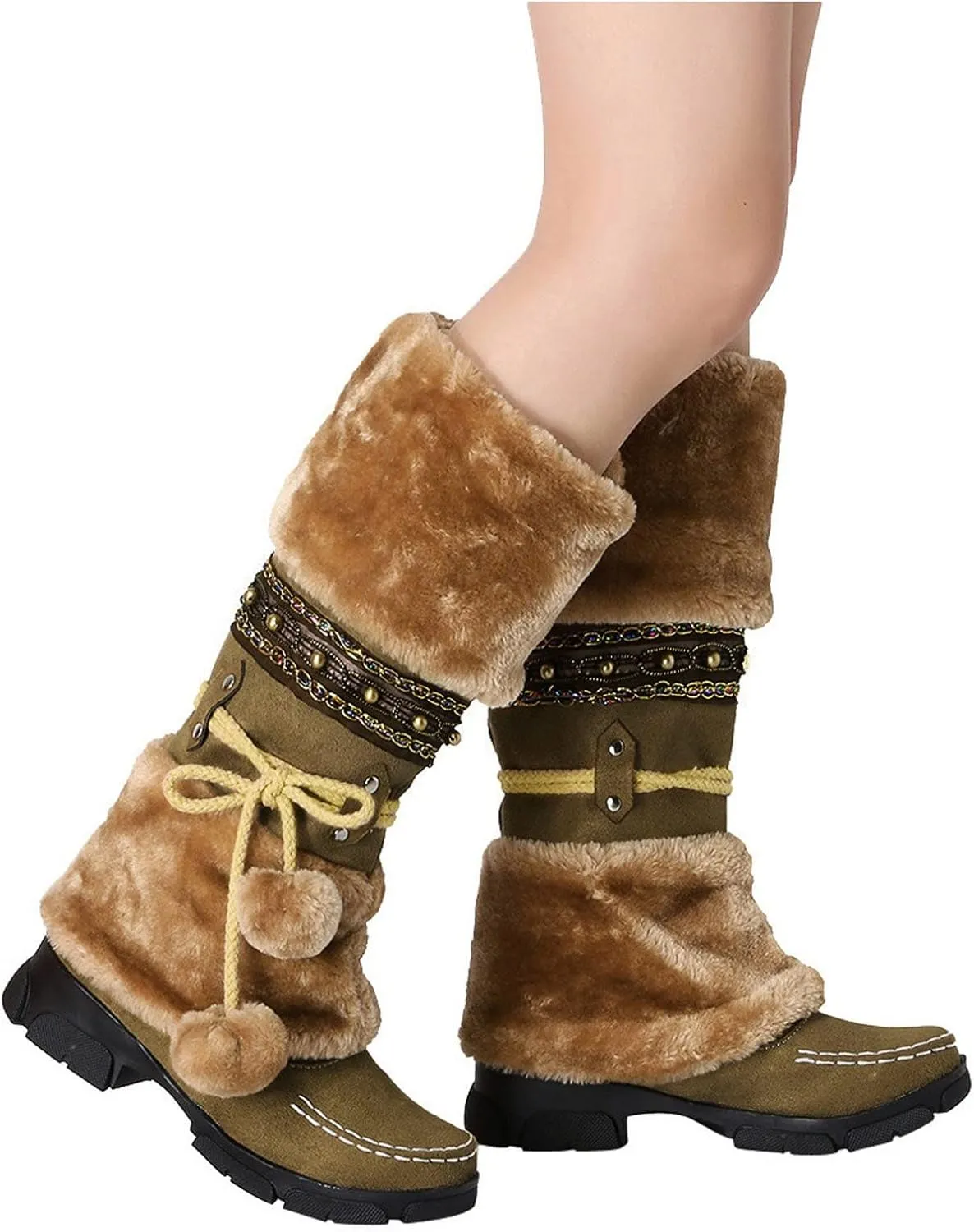 Women's Wide Width Waterproof Snow Boots Winter Walking Boots for Women Waterproof Wide Womens Winter Snow Boots Size 8 Winter Boot Women Slip on Botas Invierno Para Mujer Pie Ancho