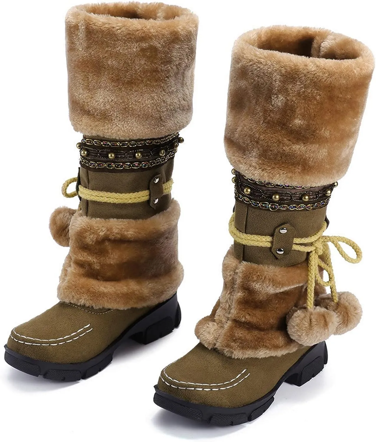Women's Wide Width Waterproof Snow Boots Winter Walking Boots for Women Waterproof Wide Womens Winter Snow Boots Size 8 Winter Boot Women Slip on Botas Invierno Para Mujer Pie Ancho