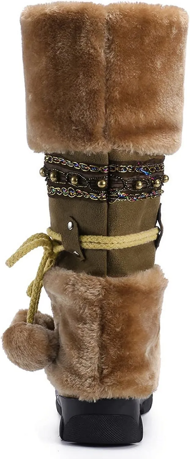 Women's Wide Width Waterproof Snow Boots Winter Walking Boots for Women Waterproof Wide Womens Winter Snow Boots Size 8 Winter Boot Women Slip on Botas Invierno Para Mujer Pie Ancho