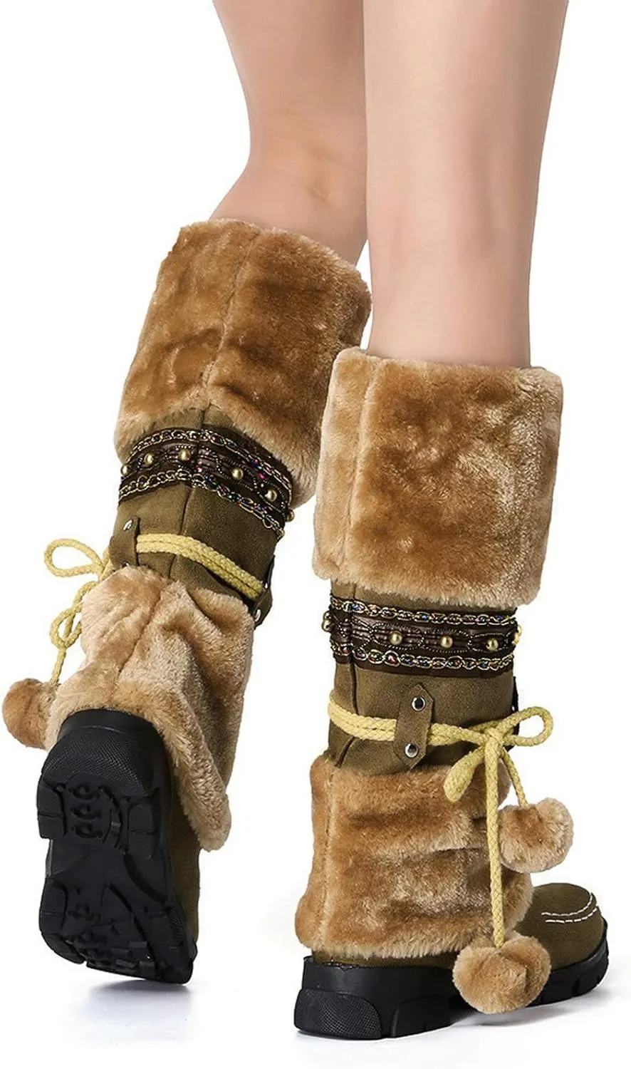 Women's Wide Width Waterproof Snow Boots Winter Walking Boots for Women Waterproof Wide Womens Winter Snow Boots Size 8 Winter Boot Women Slip on Botas Invierno Para Mujer Pie Ancho