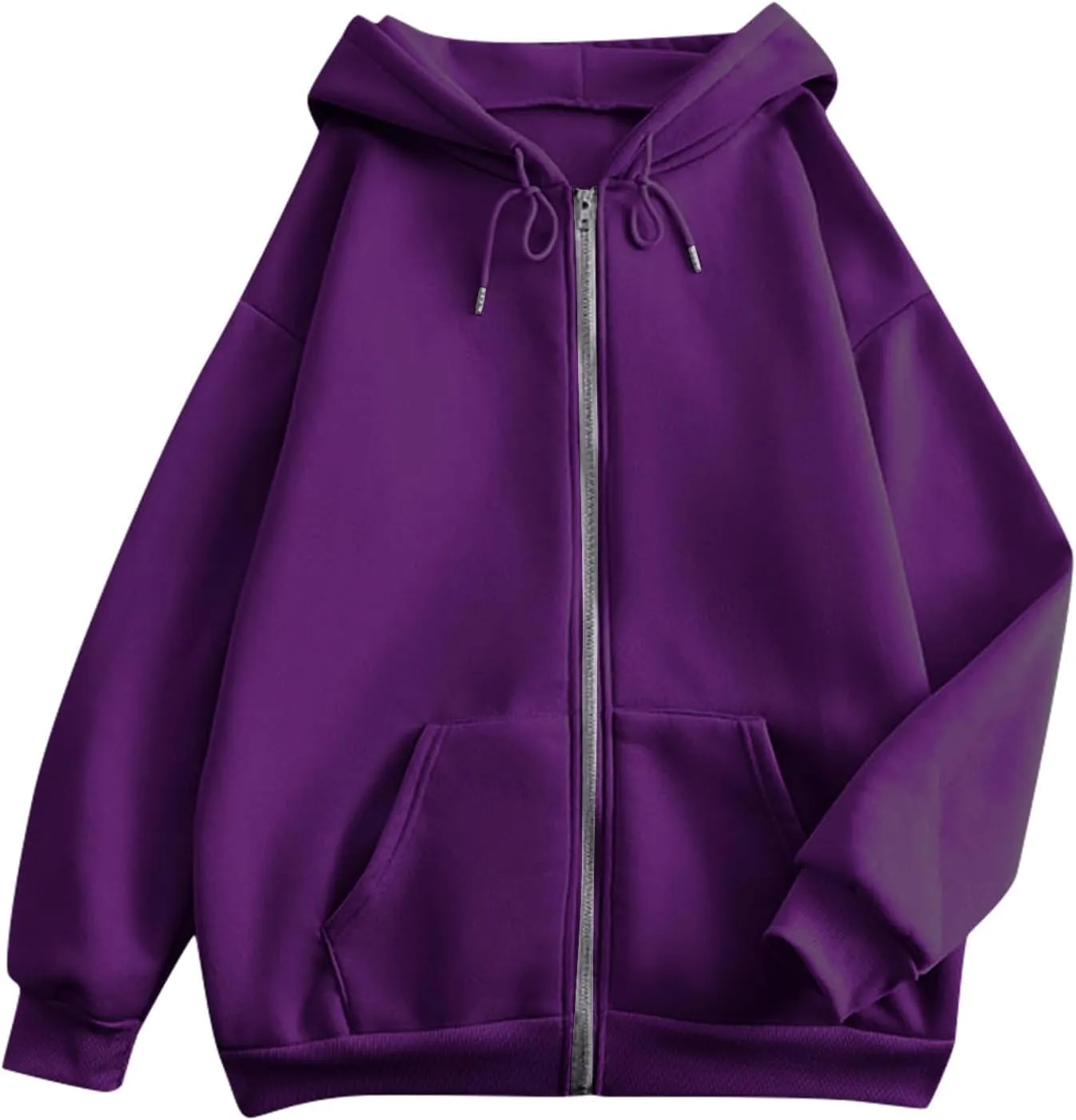 Womens Zip Up Hoodies Casual Long Sleeve Sweatershirts Oversized Drawstring Jackets with Pockets