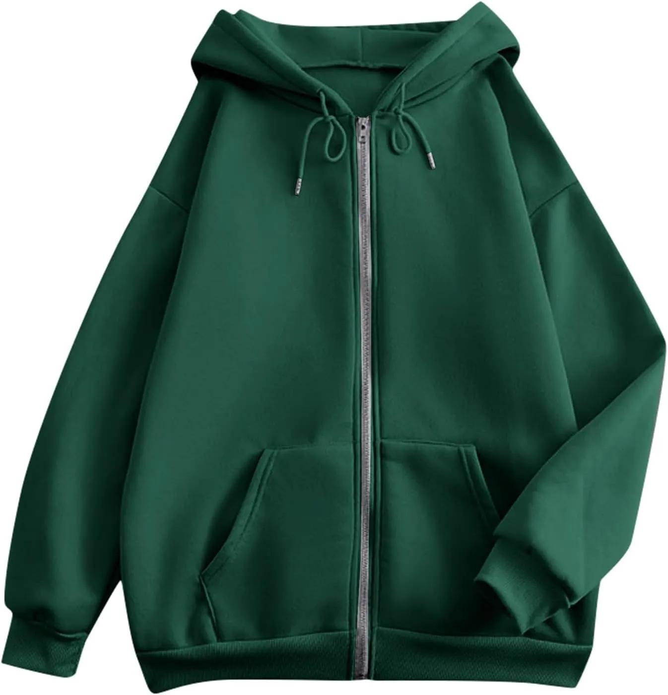 Womens Zip up Hoodies Long Sleeve Sweatshirts with Hood Fall Outfits Oversized Sweaters Casual Fashion Jackets 2024