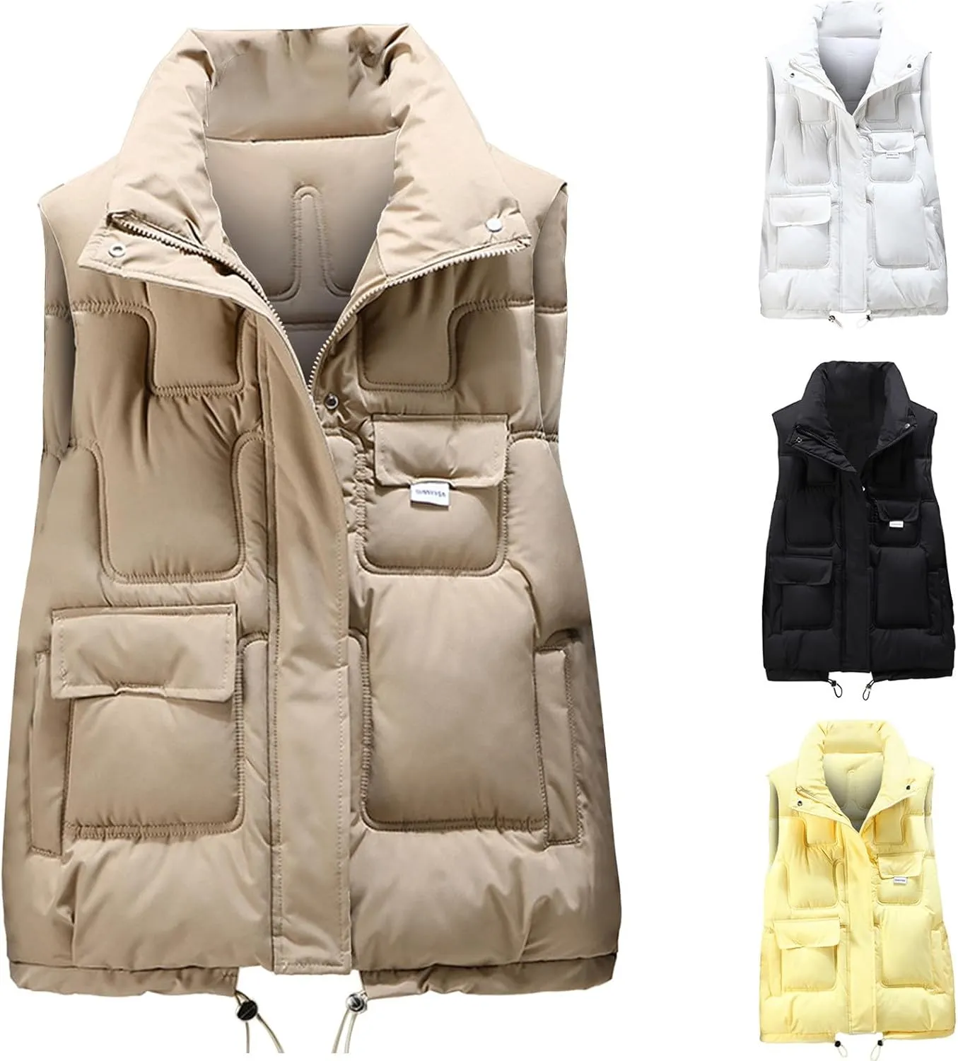 Work Vest For Women Outdoor Fishing Down Vest Utility Safari Travel Vest With Multi Pocket Winter Padded Jacket Coat