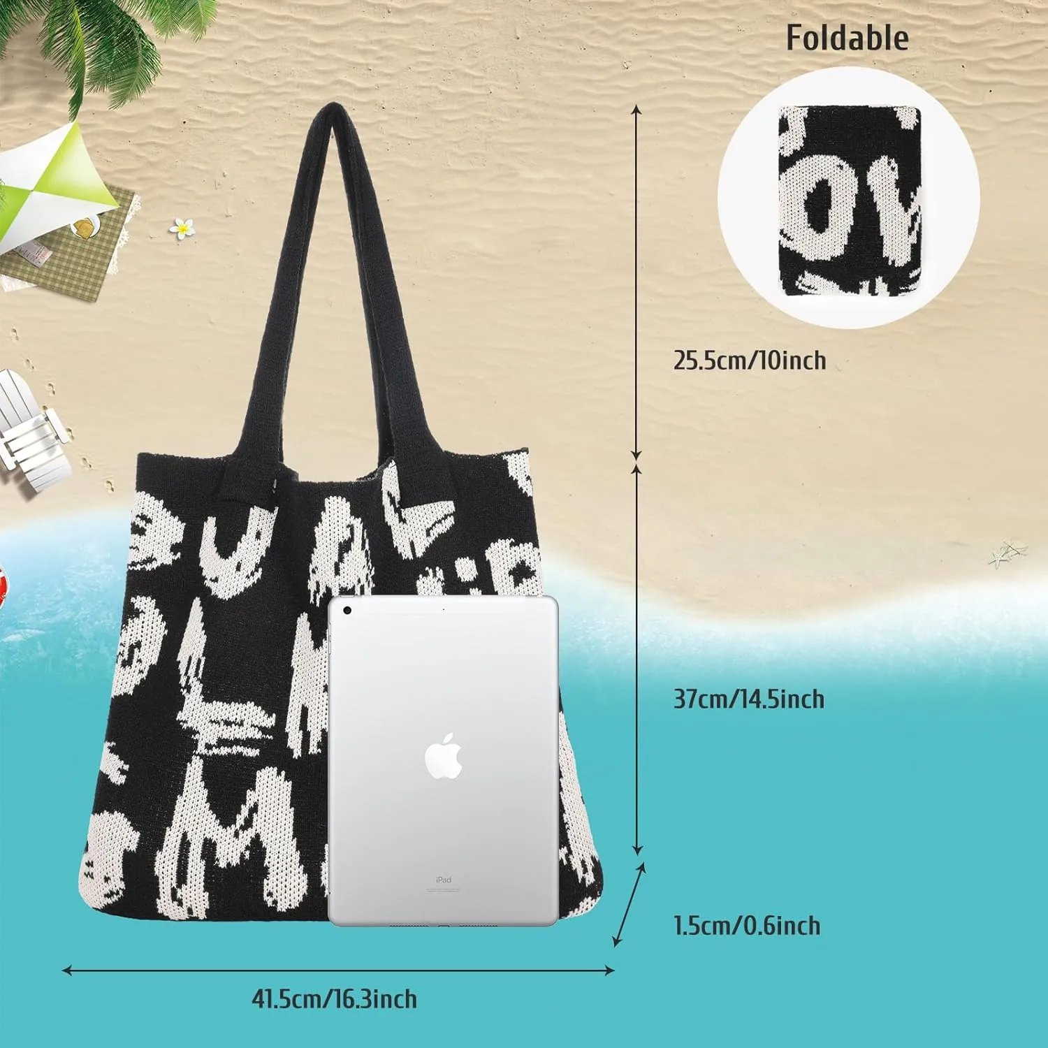 XZQTIVE Crochet Tote Bag for Women Mesh Beach bag for Summer Vacation Aesthetic Hobo Knit Shoulder Bag