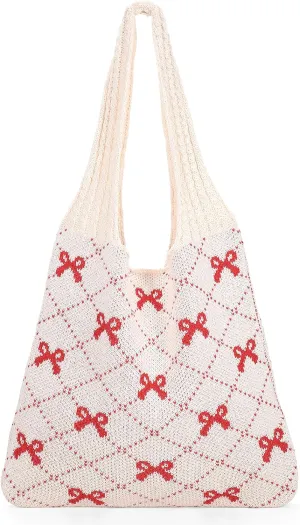 XZQTIVE Crochet Tote Bag for Women Mesh Beach bag for Summer Vacation Aesthetic Hobo Knit Shoulder Bag