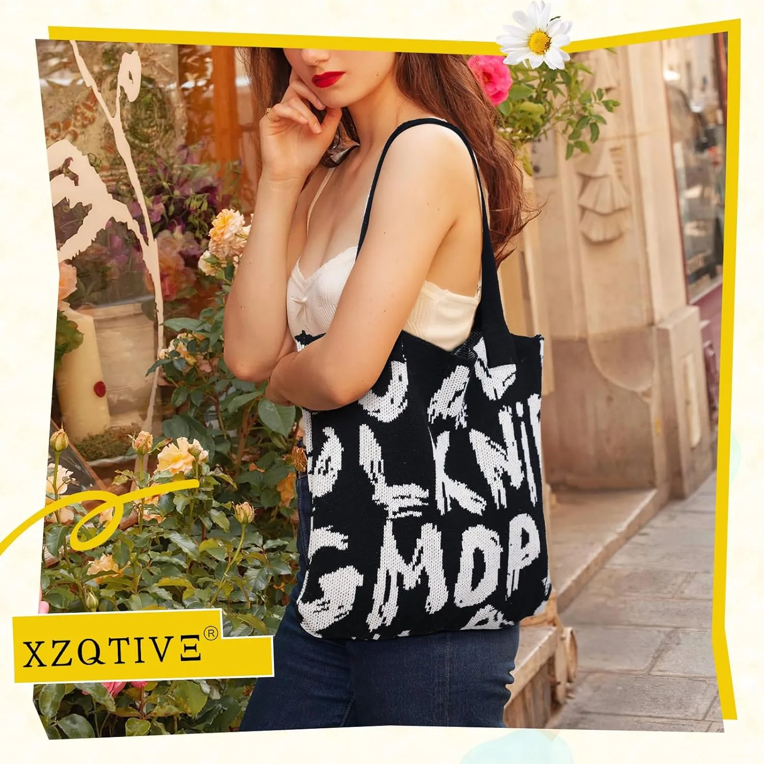 XZQTIVE Crochet Tote Bag for Women Mesh Beach bag for Summer Vacation Aesthetic Hobo Knit Shoulder Bag