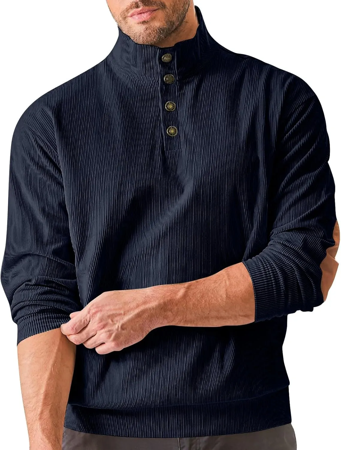 Ymosrh Men's Sweatshirt European Size Outdoor Casual Standing Collar Long-Sleeved Sweater Crewneck Sweatshirts, S-5XL