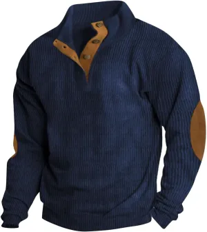 Ymosrh Men's Sweatshirt European Size Outdoor Casual Standing Collar Long-Sleeved Sweater Crewneck Sweatshirts, S-5XL