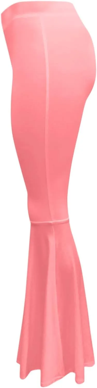 YOLAI Womens Solid Color Bell Bottoms Pants High Waist Slim Fit Stretch Casual Flared Trousers Long Palazzo Pants