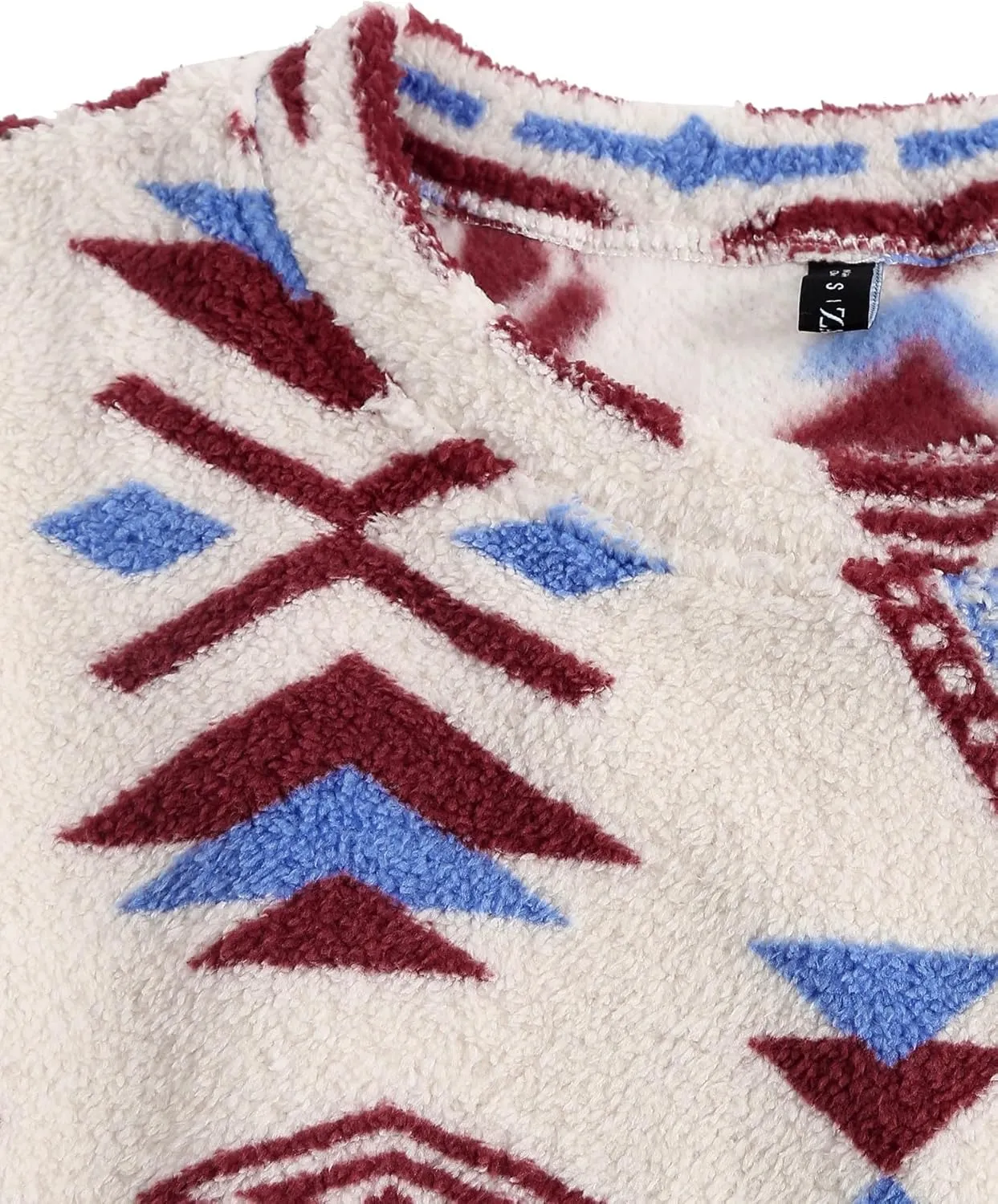 ZAFUL Women's Tribal Ethnic Graphic Cropped Knitwear Bohemian Long Sleeve Pullover Sweater Boho Drop Shoulder Knitted Top