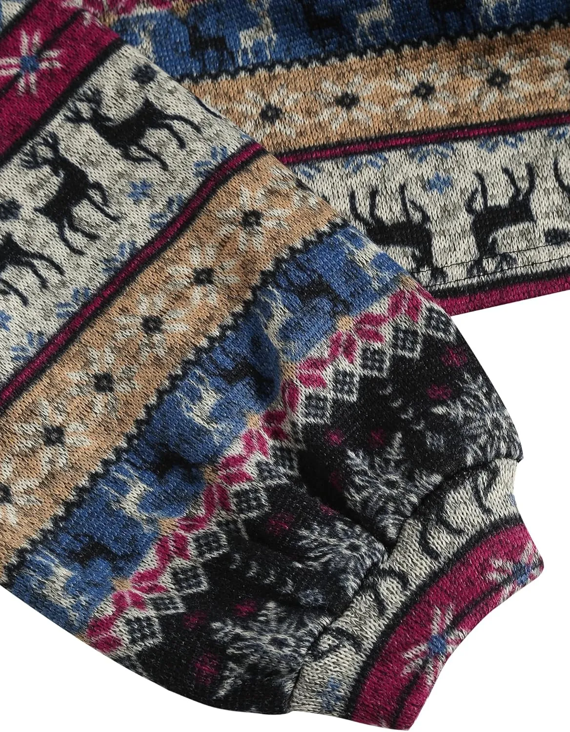ZAFUL Women's Tribal Ethnic Graphic Cropped Knitwear Bohemian Long Sleeve Pullover Sweater Boho Drop Shoulder Knitted Top