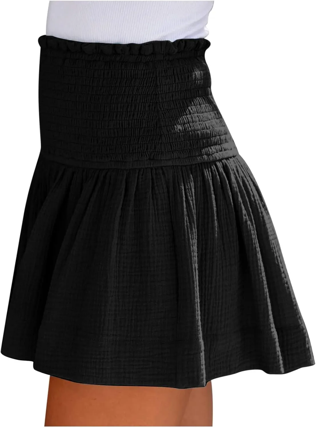 ZDRZK Loose Shorts Women Summer Casual Solid Elastic High Waisted Shorts Ruffle Hem 2024 Fashion Going Out Flowy Shorts