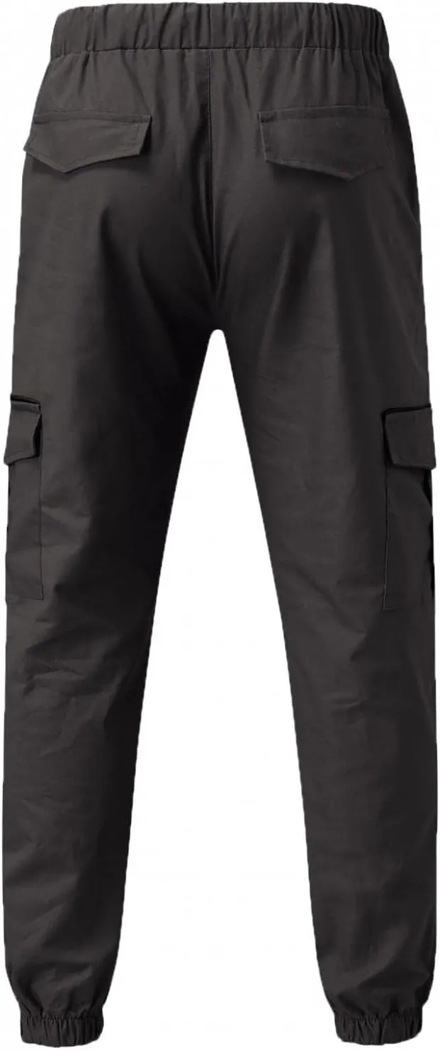 ZHUER Cargo Pants for Men Casual Joggers Pants Stretch Drawstring Sweatpants Cotton Chino Pants Slim Fit Gym Workout Pants