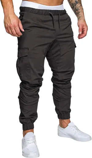 ZHUER Cargo Pants for Men Casual Joggers Pants Stretch Drawstring Sweatpants Cotton Chino Pants Slim Fit Gym Workout Pants