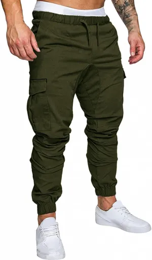 ZHUER Men's Cargo Pants Casual Joggers Pants Stretch Drawstring Sweatpants Cotton Chino Pants Slim Fit Gym Workout Pants