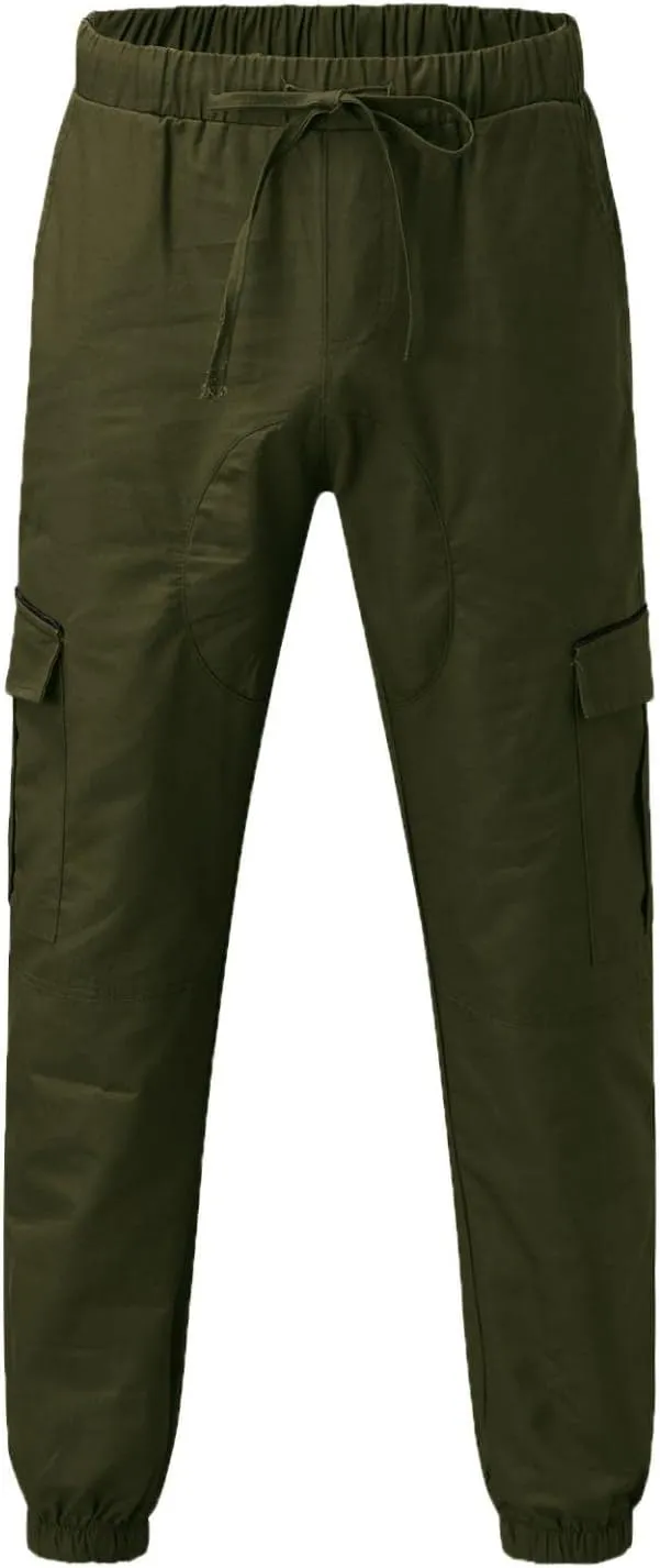 ZHUER Men's Cargo Pants Casual Joggers Pants Stretch Drawstring Sweatpants Cotton Chino Pants Slim Fit Gym Workout Pants