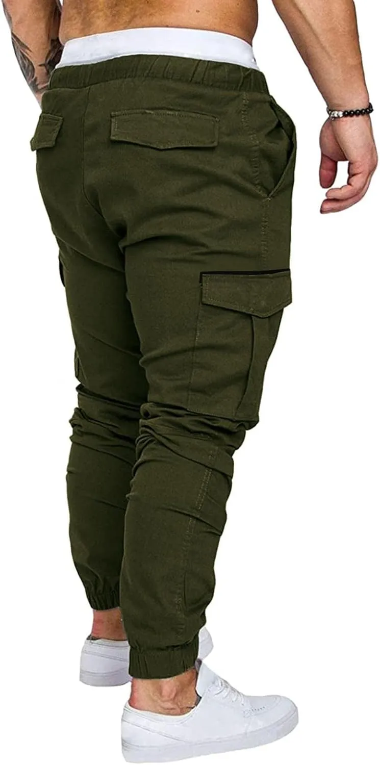 ZHUER Men's Cargo Pants Casual Joggers Pants Stretch Drawstring Sweatpants Cotton Chino Pants Slim Fit Gym Workout Pants