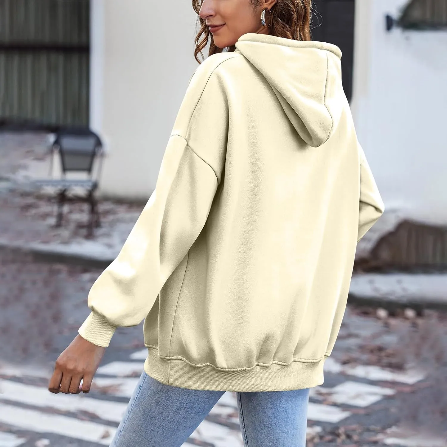 Zip Up Hoodie for Women 2024 Fall Oversized Sweatshirt Cute Long Sleeve Jacket Crewneck Hooded Outerwear with Pocket