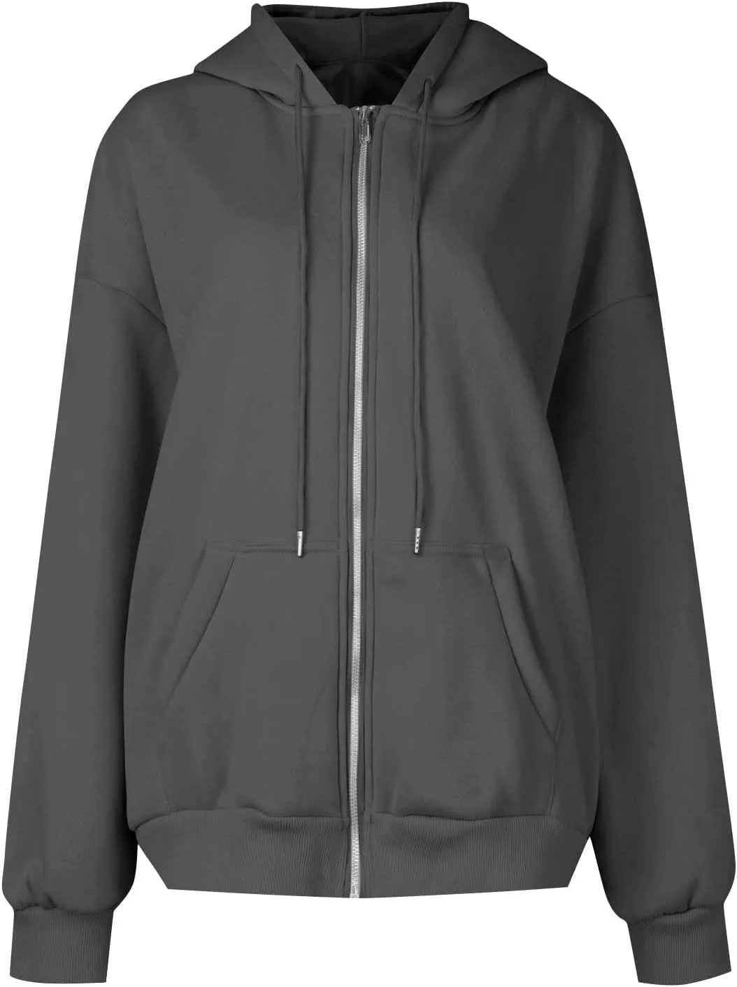 Zip Up Hoodie Women Y2k Long Sleeve Drawstring Hooded Overiszed Sweatshirt Casual Comfy Soft Fall Jackets 2024