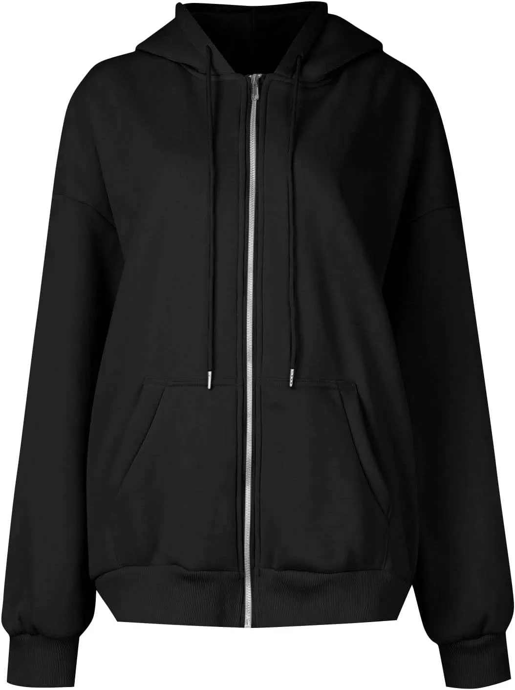 Zip Up Hoodie Women Y2k Long Sleeve Drawstring Hooded Overiszed Sweatshirt Casual Comfy Soft Fall Jackets 2024