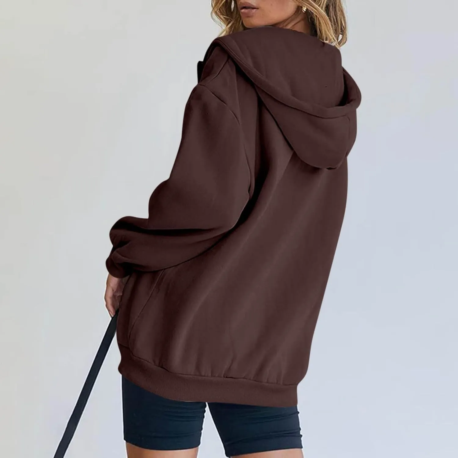 Zip Up Hoodie Women Y2k Long Sleeve Drawstring Hooded Overiszed Sweatshirt Casual Comfy Soft Fall Jackets 2024