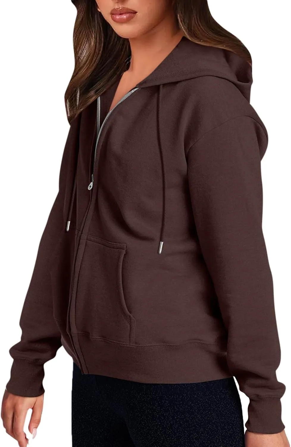 Zip Up Hoodie Women Y2k Long Sleeve Drawstring Hooded Overiszed Sweatshirt Casual Comfy Soft Fall Jackets 2024