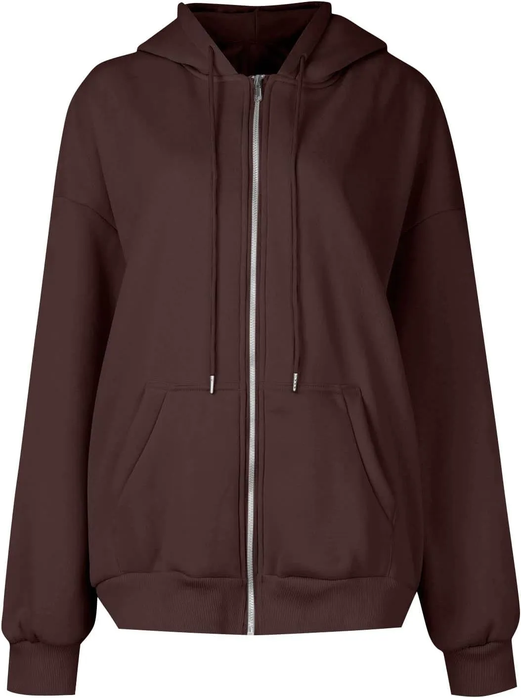 Zip Up Hoodie Women Y2k Long Sleeve Drawstring Hooded Overiszed Sweatshirt Casual Comfy Soft Fall Jackets 2024